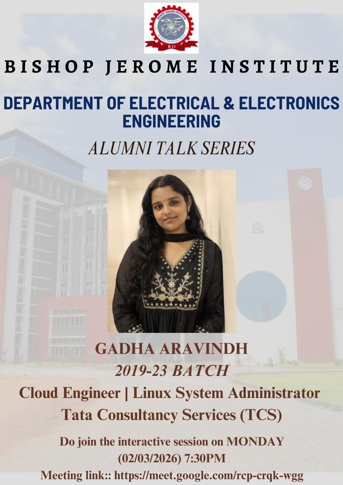 Alumni Talk Series featuring Gadha Aravindh (TCS)